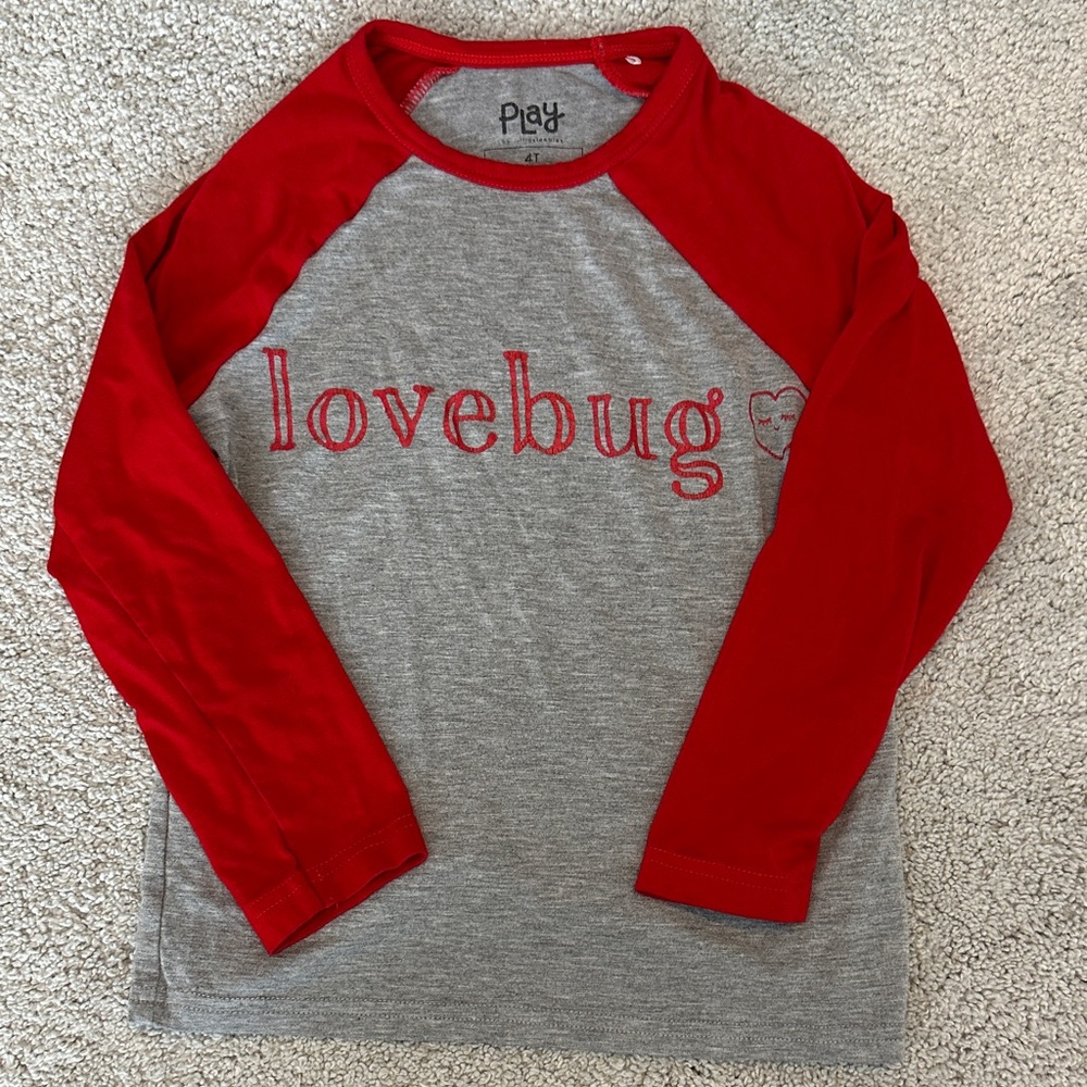Little Sleepies Red and Gray Lovebug Long Sleeve Tee
